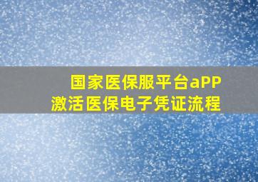 国家医保服平台aPP激活医保电子凭证流程