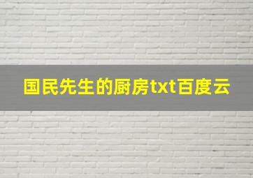 国民先生的厨房txt百度云