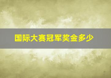 国际大赛冠军奖金多少