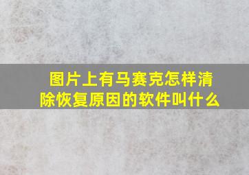 图片上有马赛克怎样清除恢复原因的软件叫什么