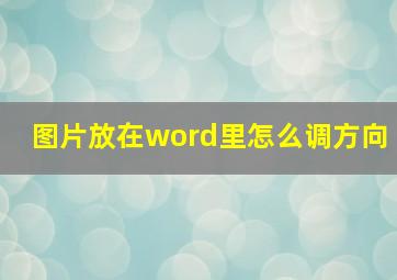 图片放在word里怎么调方向