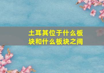 土耳其位于什么板块和什么板块之间