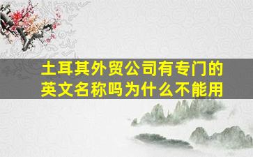 土耳其外贸公司有专门的英文名称吗为什么不能用