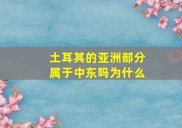 土耳其的亚洲部分属于中东吗为什么