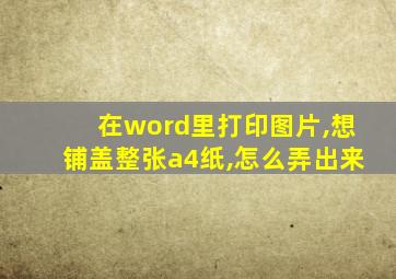 在word里打印图片,想铺盖整张a4纸,怎么弄出来