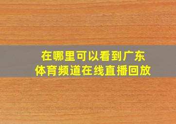 在哪里可以看到广东体育频道在线直播回放