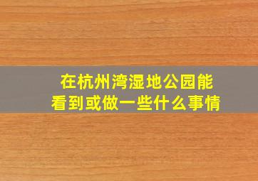 在杭州湾湿地公园能看到或做一些什么事情