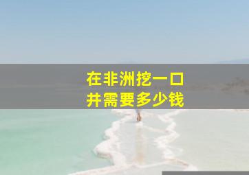 在非洲挖一口井需要多少钱