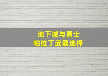 地下城与勇士帕拉丁武器选择