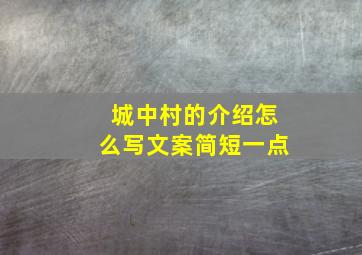 城中村的介绍怎么写文案简短一点