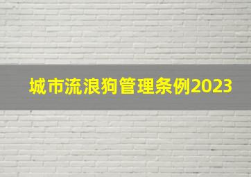 城市流浪狗管理条例2023