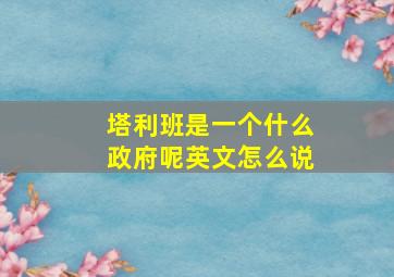 塔利班是一个什么政府呢英文怎么说