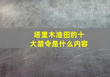 塔里木油田的十大禁令是什么内容