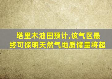 塔里木油田预计,该气区最终可探明天然气地质储量将超