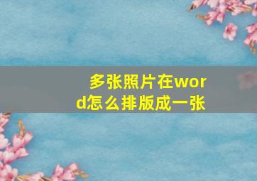 多张照片在word怎么排版成一张