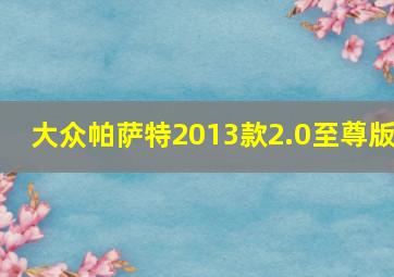 大众帕萨特2013款2.0至尊版