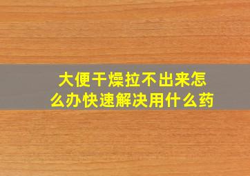 大便干燥拉不出来怎么办快速解决用什么药