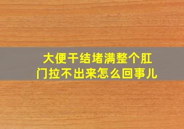 大便干结堵满整个肛门拉不出来怎么回事儿