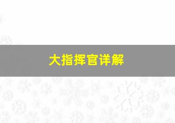 大指挥官详解