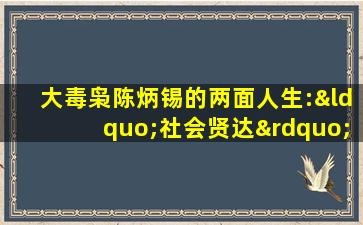 大毒枭陈炳锡的两面人生:“社会贤达”与“旷世毒王”