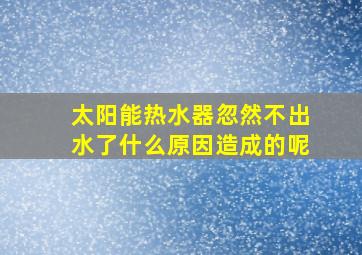 太阳能热水器忽然不出水了什么原因造成的呢