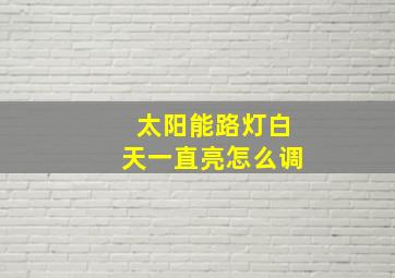 太阳能路灯白天一直亮怎么调