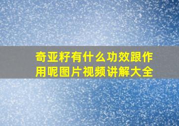 奇亚籽有什么功效跟作用呢图片视频讲解大全