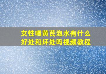 女性喝黄芪泡水有什么好处和坏处吗视频教程