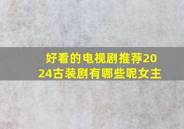 好看的电视剧推荐2024古装剧有哪些呢女主