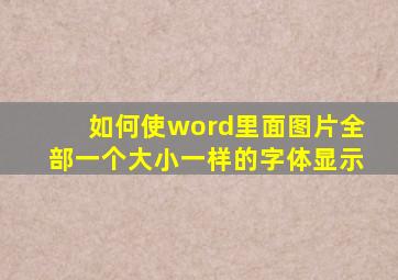 如何使word里面图片全部一个大小一样的字体显示