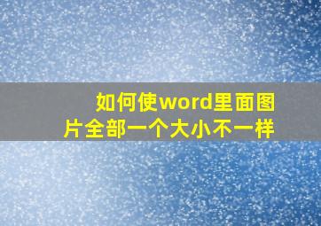 如何使word里面图片全部一个大小不一样