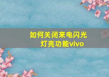 如何关闭来电闪光灯亮功能vivo