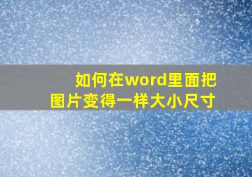 如何在word里面把图片变得一样大小尺寸