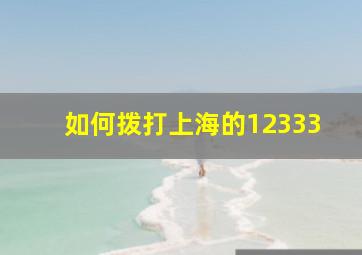 如何拨打上海的12333