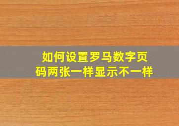 如何设置罗马数字页码两张一样显示不一样