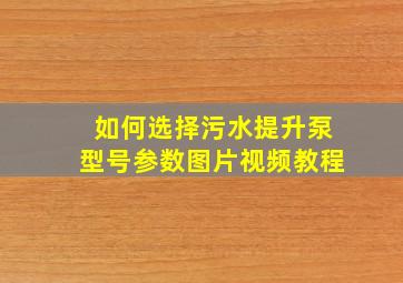 如何选择污水提升泵型号参数图片视频教程