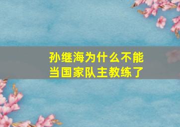 孙继海为什么不能当国家队主教练了