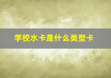 学校水卡是什么类型卡