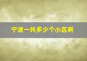 宁波一共多少个小区啊