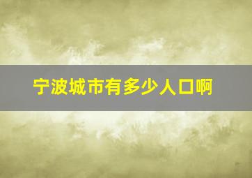 宁波城市有多少人口啊