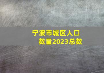 宁波市城区人口数量2023总数