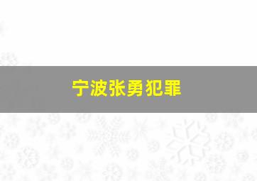 宁波张勇犯罪