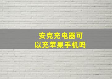 安克充电器可以充苹果手机吗