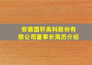 安徽国轩高科股份有限公司董事长简历介绍