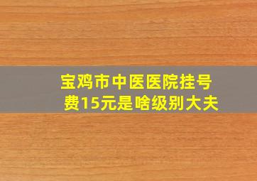 宝鸡市中医医院挂号费15元是啥级别大夫