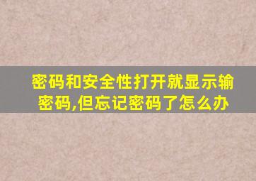 密码和安全性打开就显示输密码,但忘记密码了怎么办