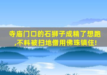 寺庙门口的石狮子成精了想跑,不料被扫地僧用佛珠镇住!