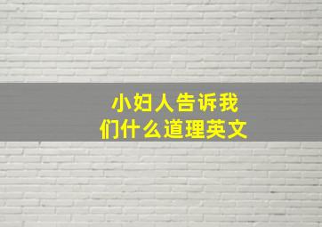 小妇人告诉我们什么道理英文