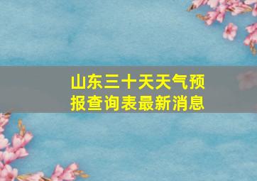 山东三十天天气预报查询表最新消息