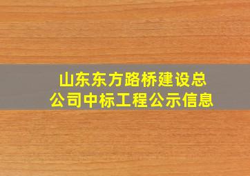 山东东方路桥建设总公司中标工程公示信息